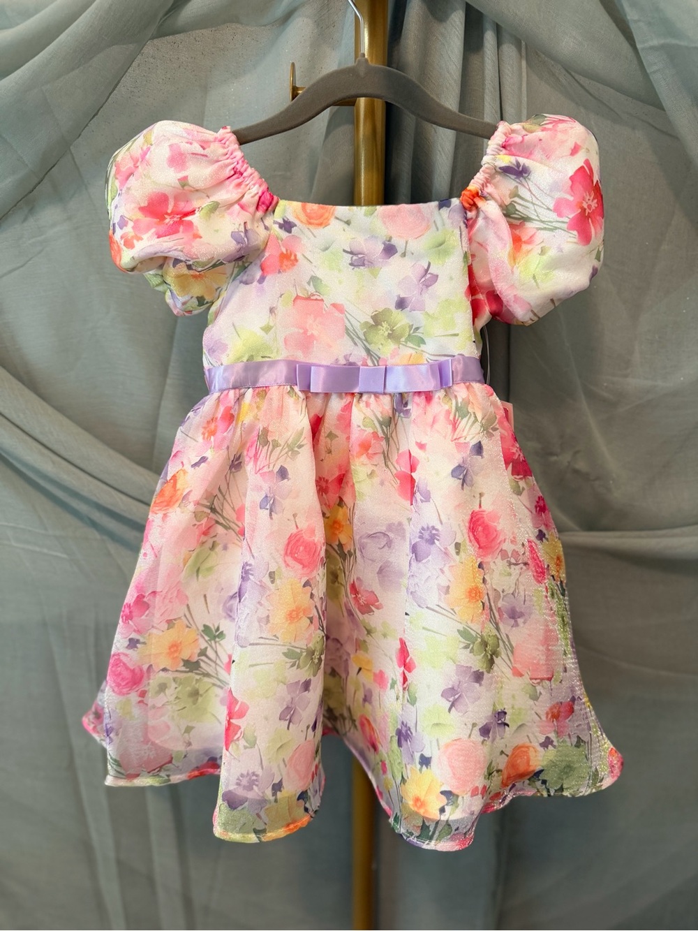 Rare Editions Floral Dress in Pink, Lavender & Green